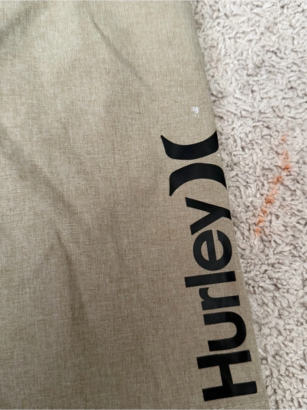 Hurley Tan Elastic Waist Kids Shorts with Black Logo